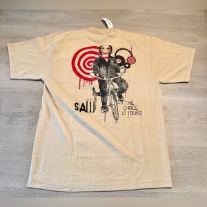 NWT Saw Billy The Puppet Rearview Mirror T-Shirt BoxLunch Exclusive Sz L Beige